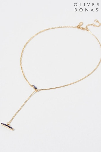 Oliver Bonas Purple Novella Bar Drop Long Necklace (K78092) | £19.50