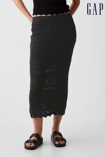Gap Black Crochet Pull On Midi Skirt (K78123) | £40