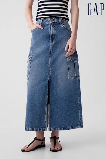 Gap Blue Cargo Denim Maxi Skirt (K78133) | £45
