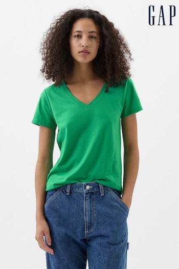 Gap Green Short Sleeve V Neck T-Shirt (K78155) | £10