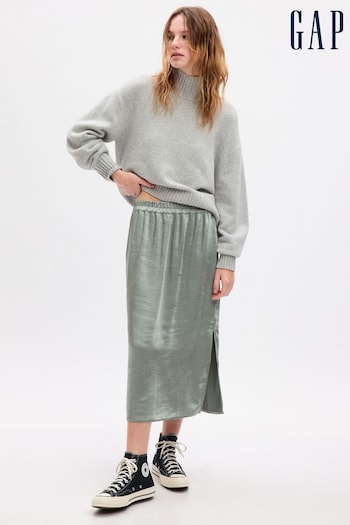 Gap Green Satin Midi Skirt (K78212) | £40