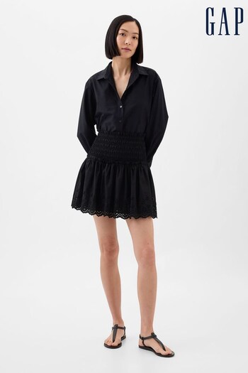 Gap Black Smocked Eyelet Mini Skirt (K78254) | £35