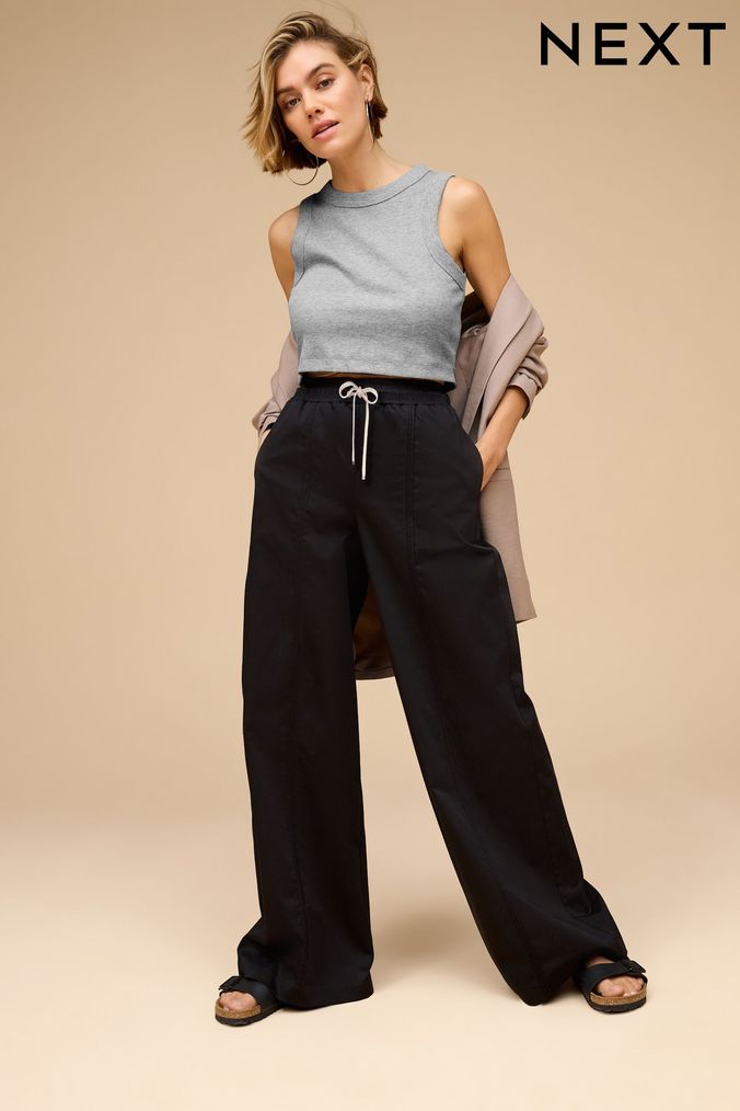 Women's drawstring cotton trousers uk outlet