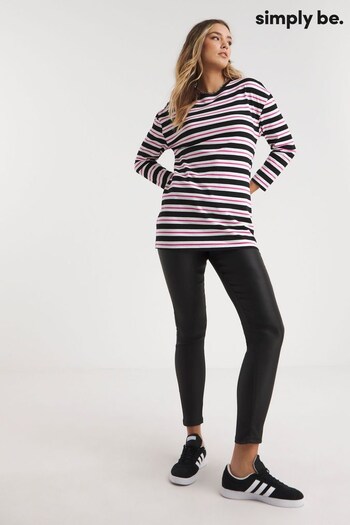 Simply Be Pink Stripe Longline Oversized T-Shirt (K78409) | £18
