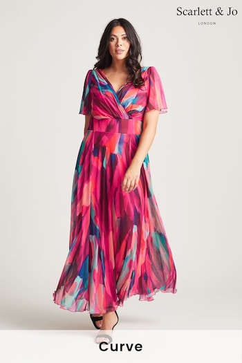 Scarlett & Jo Pink Isabelle Winter Angel Sleeve Maxi Dress (K78429) | £95