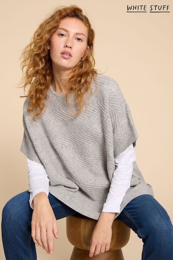 White Stuff Grey Florence Knitted Poncho (K78626) | £75