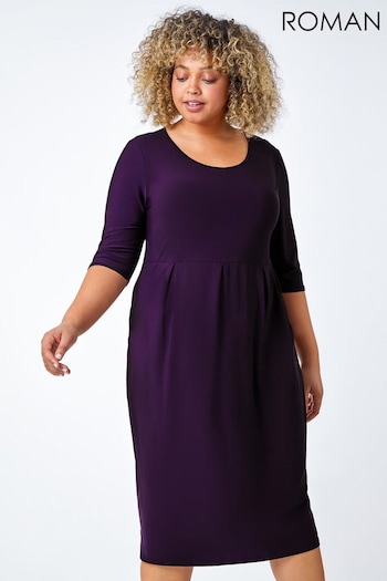 Roman Purple Curve Pocket Detail Midi Stretch Dress (K78772) | £38