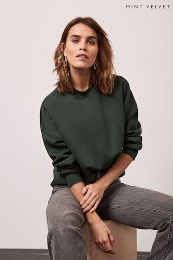 Mint Velvet Green Sage Green Cotton Sweatshirt (K79207) | £59