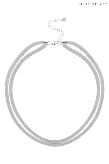 Mint Velvet Silver Tone Snake Necklace (K79221) | £29