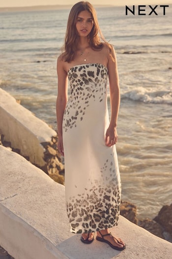 Animal Print Bandeau Maxi Summer Dress (K79269) | £48