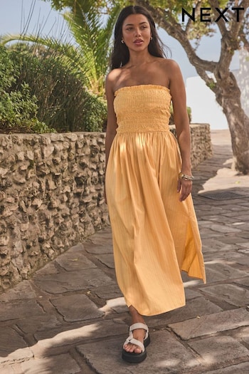 Yellow Bandeau Midi Summer Dress (K79286) | £44