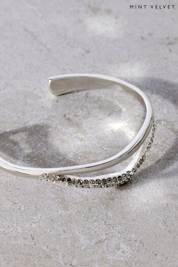 Mint Velvet Silver Tone Pave Dip Bangle (K79294) | £32