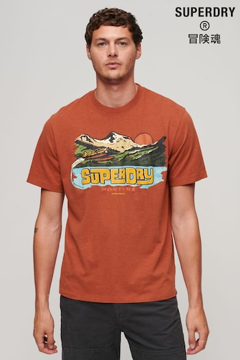 Superdry Orange Travel Postcard Graphic T-Shirt (K79374) | £30