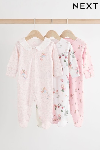 Pink/White Baby Sleepsuits 3 Pack (0-3yrs) (K79468) | £20 - £22