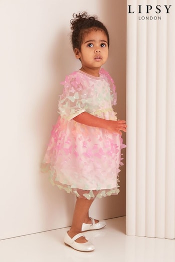 Lipsy Pink 3D Rainbow Butterfly Dress (3mths-5yrs) (K79497) | £38 - £40