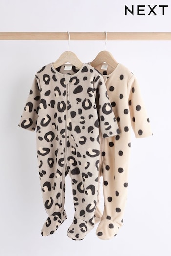 Neutral Animal Baby Microfleece Zip Sleepsuits 2 Pack (K79504) | £20 - £22