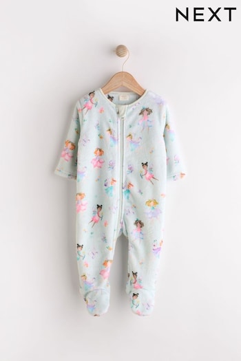 Mint Green Fairy Baby Zip Fleece Sleepsuit (K79506) | £12 - £14