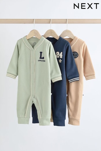 Green/Navy Footless Baby Sleepsuit 3 Pack (0mths-3yrs) (K79521) | £20 - £22