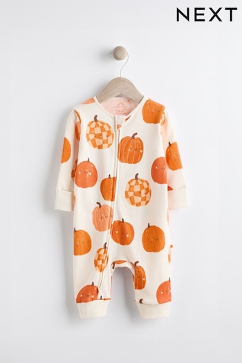 Orange Halloween Two Way Zip Baby Sleepsuit (0-3yrs) (K79523) | £8 - £9