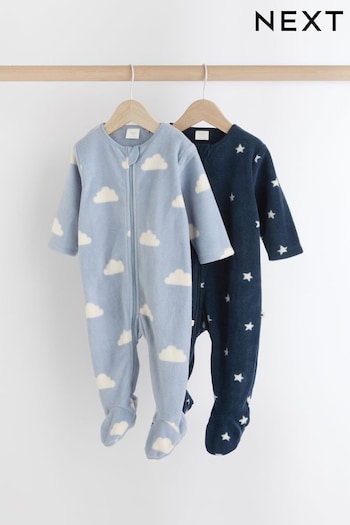 Blue Star/Cloud Fleece Sleepsuits 2 Pack (K79530) | £20 - £22