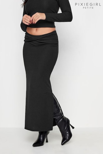 PixieGirl Petite Black Twist Maxi Skirt (K79558) | £22