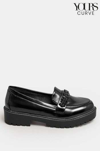 Yours Curve Black Extra-Wide Fit Chunky Diamante Loafer (K79595) | £37