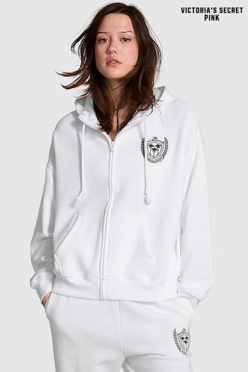 Victoria's Secret PINK Optic White Fleece Fleece Full Zip Hoodie (K79643) | £45
