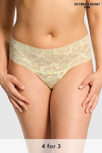 Victoria's Secret PINK Lime Cream Green Hipster Thong Butterfly Lace Knickers (K79645) | £9