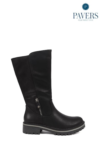 Pavers Casual Long Black Monica Boots (K79665) | £55