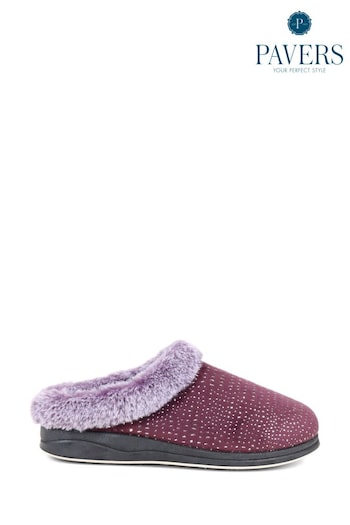 Pavers Purple Patterned Full Slippers (K79673) | £22