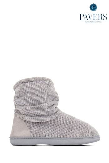Pavers Grey Knitted Slipper Boots (K79687) | £25