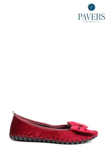 Pavers Bow Accented Chunky Stitch Ballet Flats (K79688) | £28