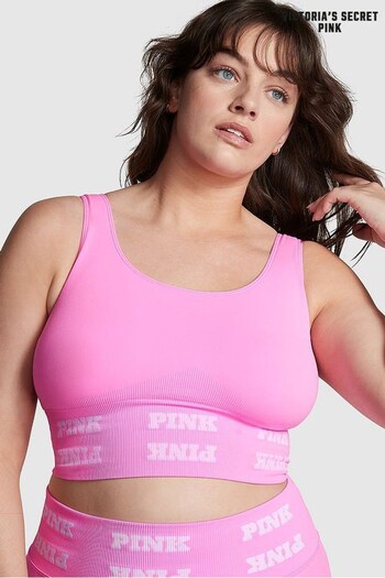 Victoria's Secret PINK Lola Pink Seamless Logo Sports Bra (K79716) | £25
