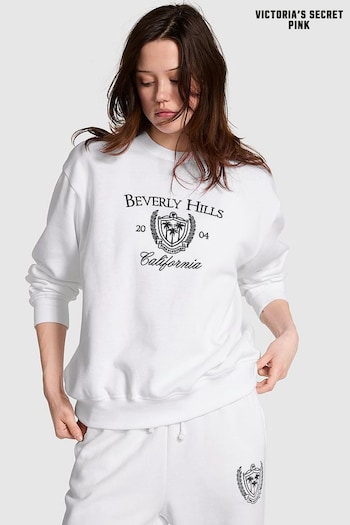 Victoria's Secret PINK Optic White Fleece Fleece Sweatshirt (K79725) | £39
