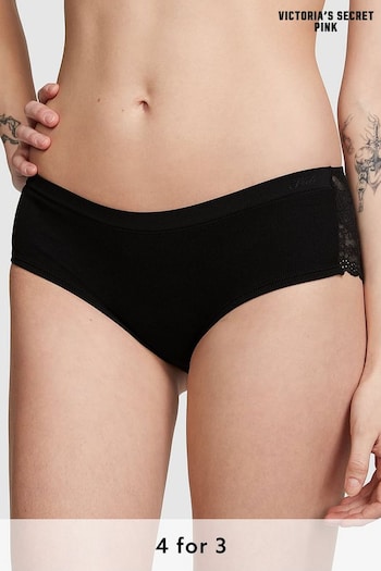 Victoria's Secret PINK Pure Black Hipster Lace Back Knickers (K79744) | £9