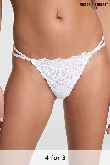 Victoria's Secret PINK Optic White Eyelet Lace G String Knickers (K79751) | £9