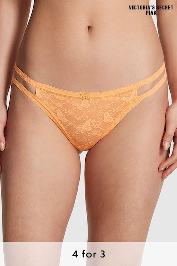 Victoria's Secret PINK Peach Jam Orange Thong Butterfly Lace Knickers (K79770) | £9