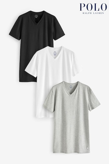 Polo Ralph Lauren Grey/White V-Neck T-Shirts 3 Pack (K79861) | £60