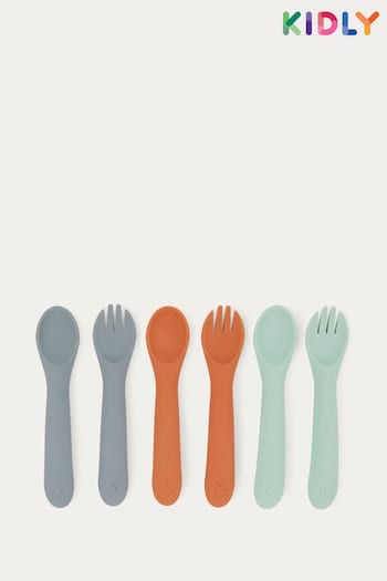 KIDLY Green Silicone Spoon & Fork Set 6 Pack (K79874) | £15