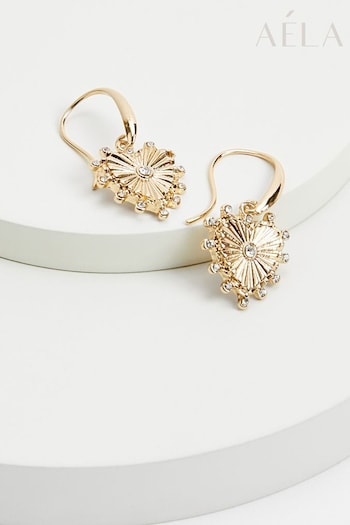 Aela Gold Tone Heart And Stone Drop Earrings (K79906) | £9
