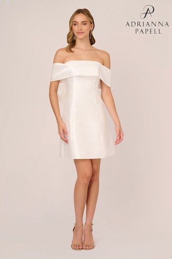 Adrianna Papell Mikado Bow Short White Dress (K79912) | £169
