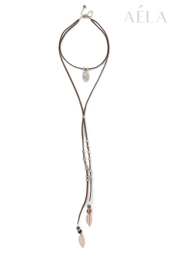 Aela Gold Tone Leaf Boloro Necklace (K79918) | £14