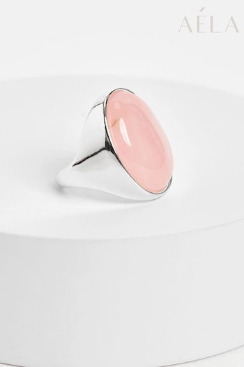 Aela Silver Tone Rose Quartz Cocktail Ring (K79920) | £12.50
