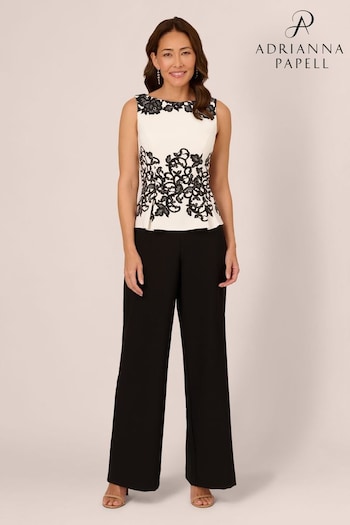 Adrianna Papell Scroll Lace Black Jumptsuit (K79926) | £179