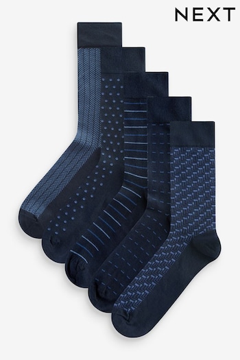 Mixed Blue Pattern Smart Socks 5 Pack (K79940) | £14