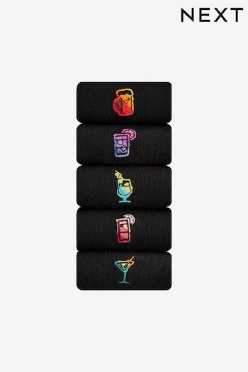Black Ombre Drinks Embroidered Socks (K79947) | £14