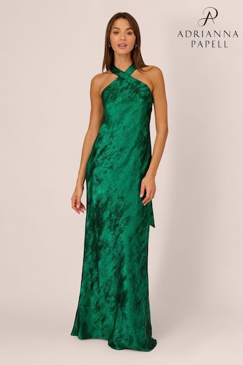 Adrianna by Adrianna Papell Green Halter Mermaid Gown (K79948) | £300