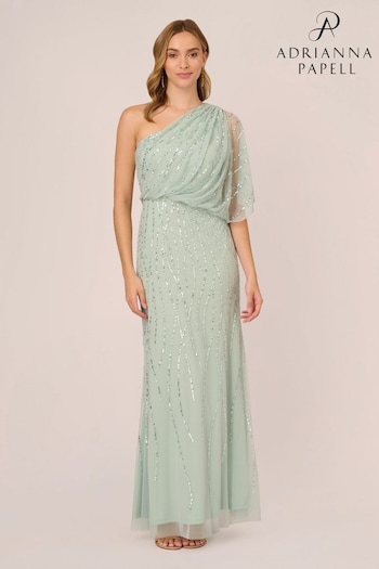 Adrianna Papell Green Long Beaded Dress (K79967) | £249