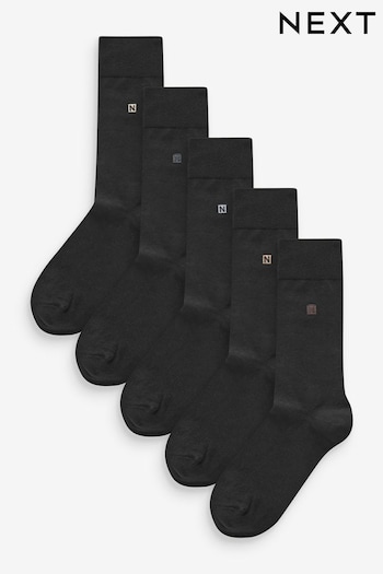Neutral Logo Black Embroidered Lasting Fresh Socks 5 Pack (K79975) | £13