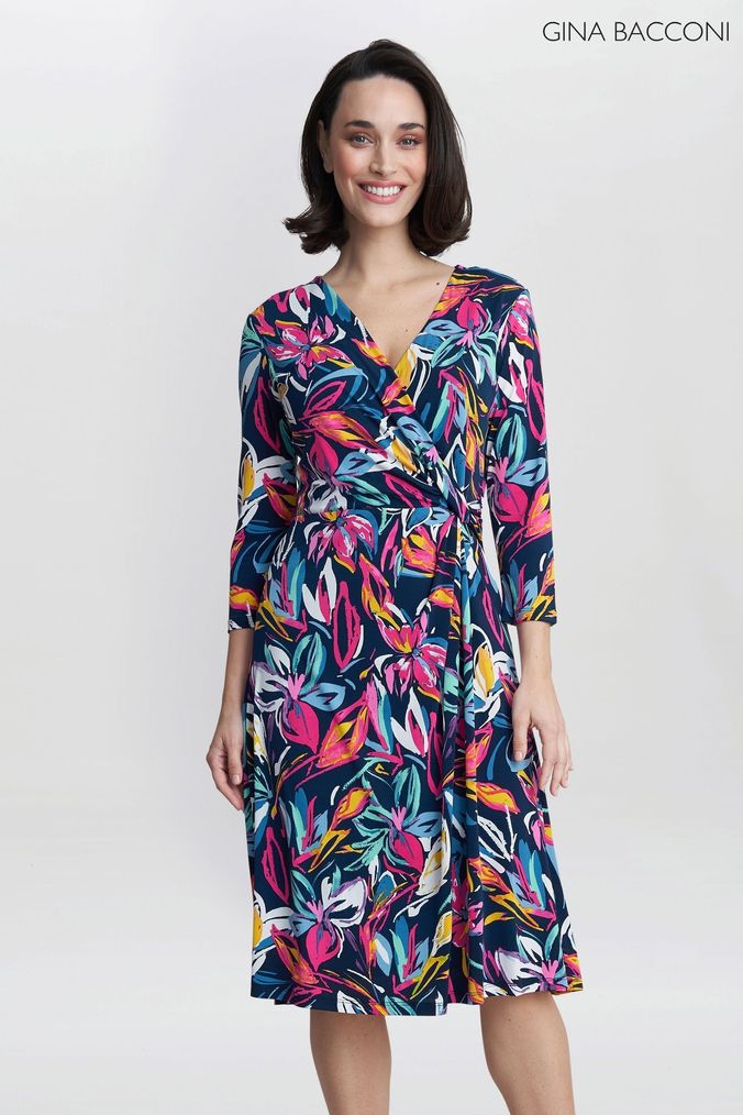 Gina bacconi denise lace dress blue discount